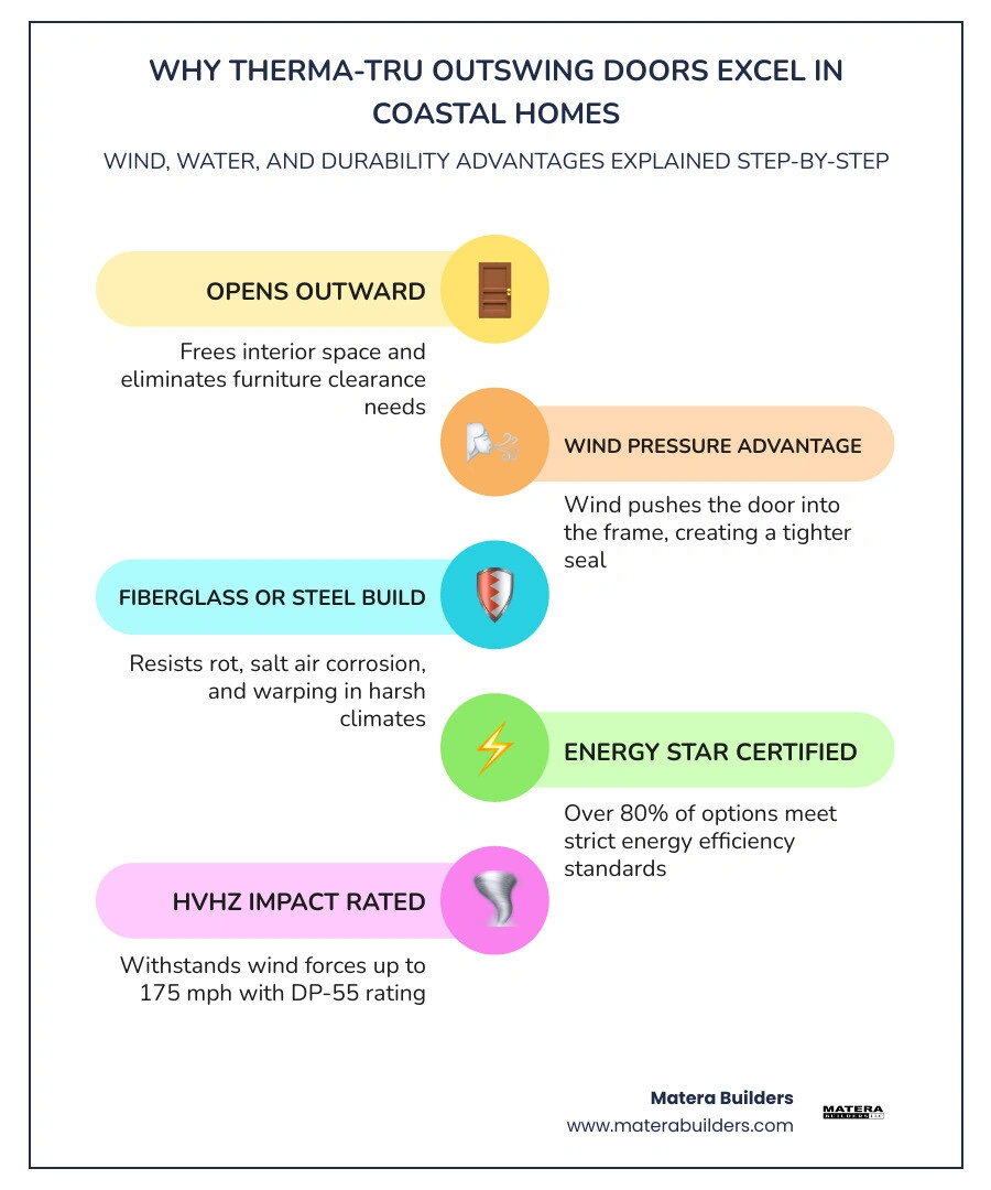 Infographic showing outswing vs inswing door mechanics, wind resistance, and key system components infographic Infographic showing outswing vs inswing door mechanics, wind resistance, and key system components infographic