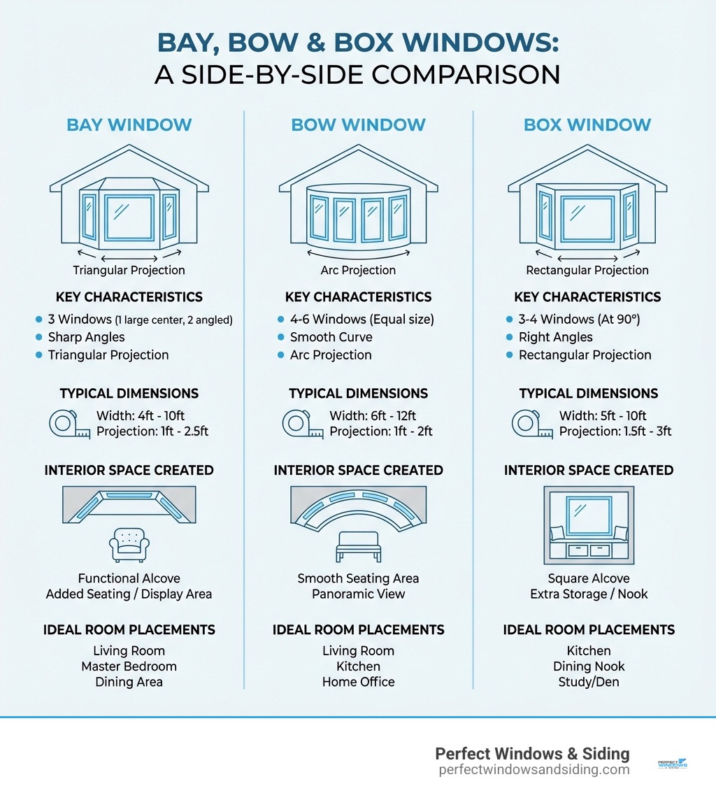 A side-by-side view shows the angular three-panel bay and the smoother multi-unit bow configuration.