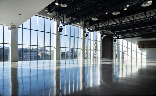 Creative production studio at Spring NY in Tribeca, New York City, set up for visual content and CGI-supported shoots with blackout and daylight spaces.