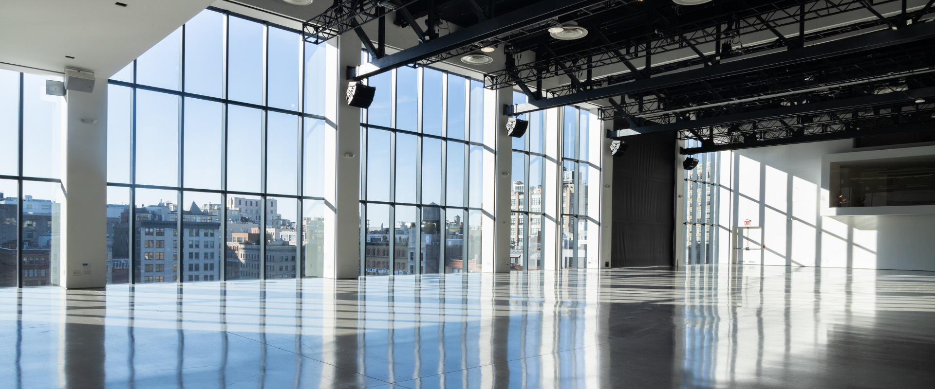 Creative production studio at Spring NY in Tribeca, New York City, set up for visual content and CGI-supported shoots with blackout and daylight spaces.