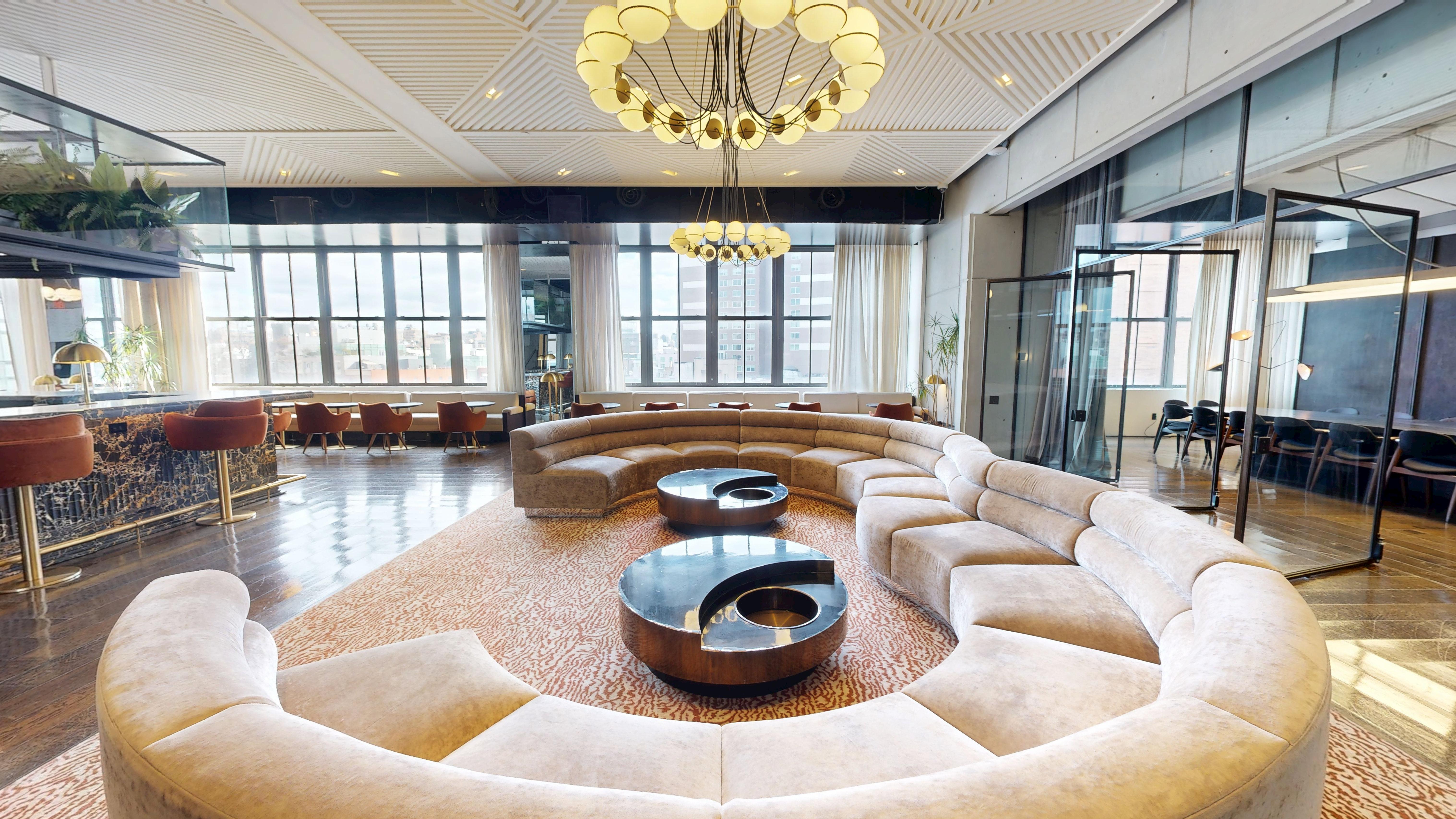 Stylish lounge area with marble bar ideal for cocktail receptions.