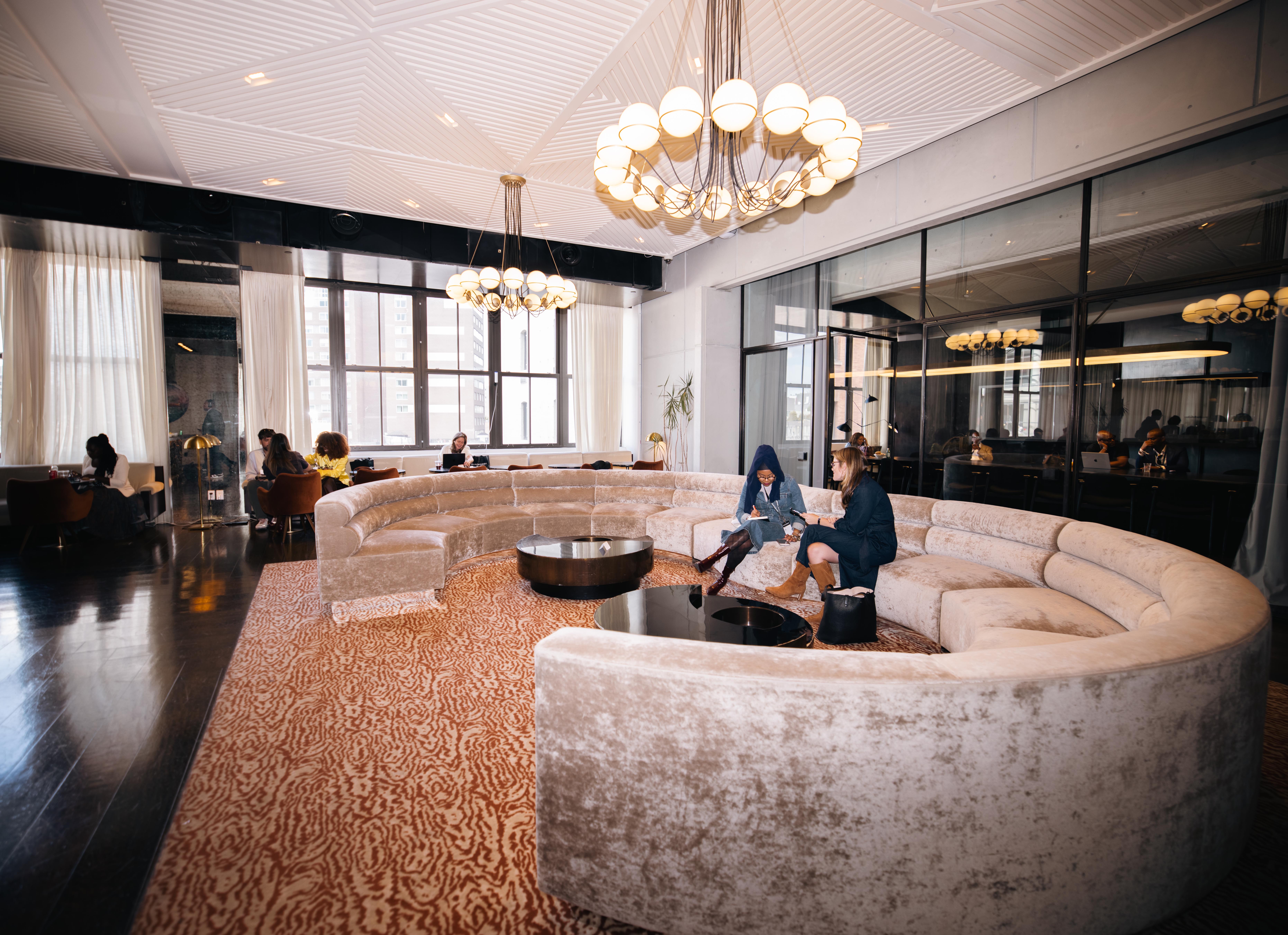 Modern restaurant space with bar and appetizer menu for semi-private gatherings.