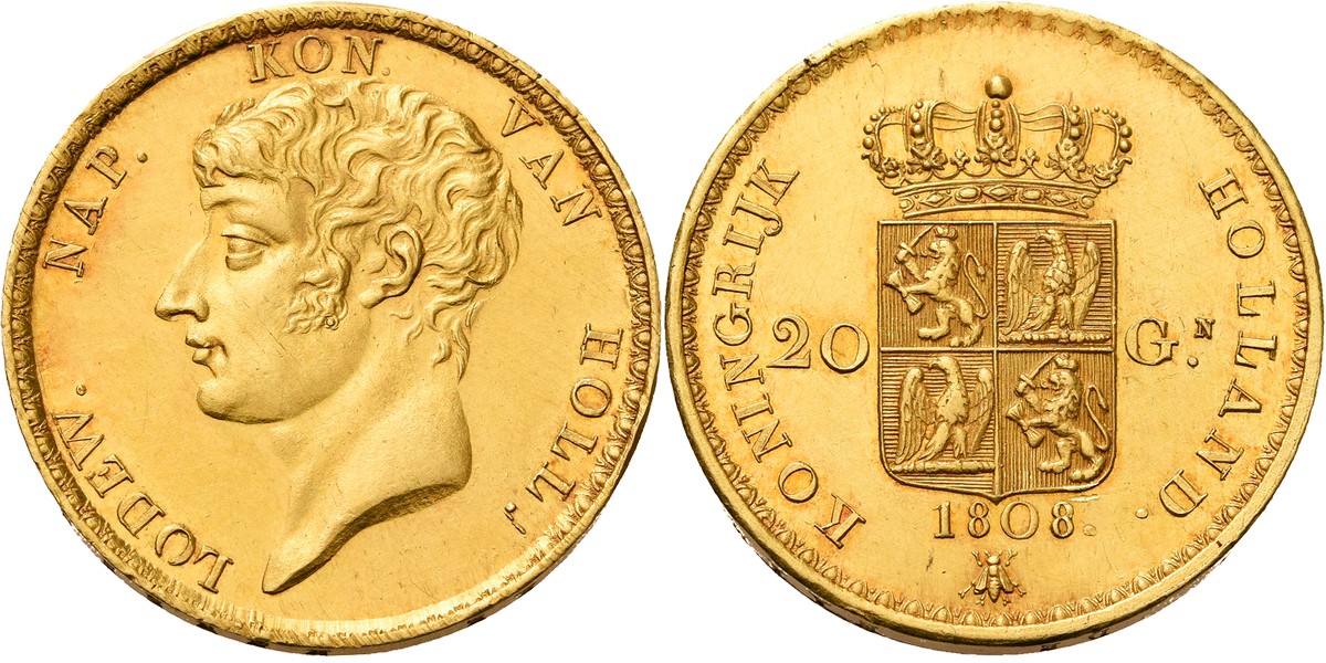 Kingdom of Holland 20 Guilder 1808 Louis Napoleon gold coin