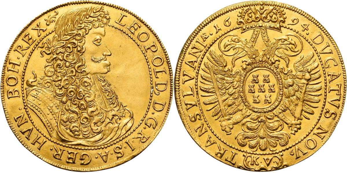 Transylvania 3 Ducats 1694 Leopold I baroque gold coin