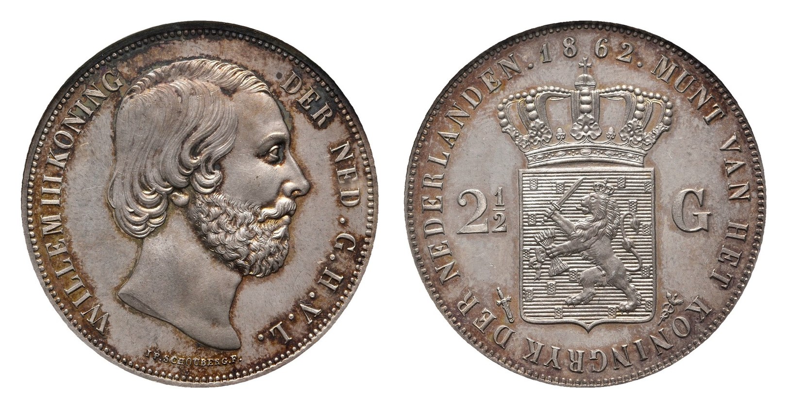 Rijksdaalder 1862 Willem III, voor- en keerzijde