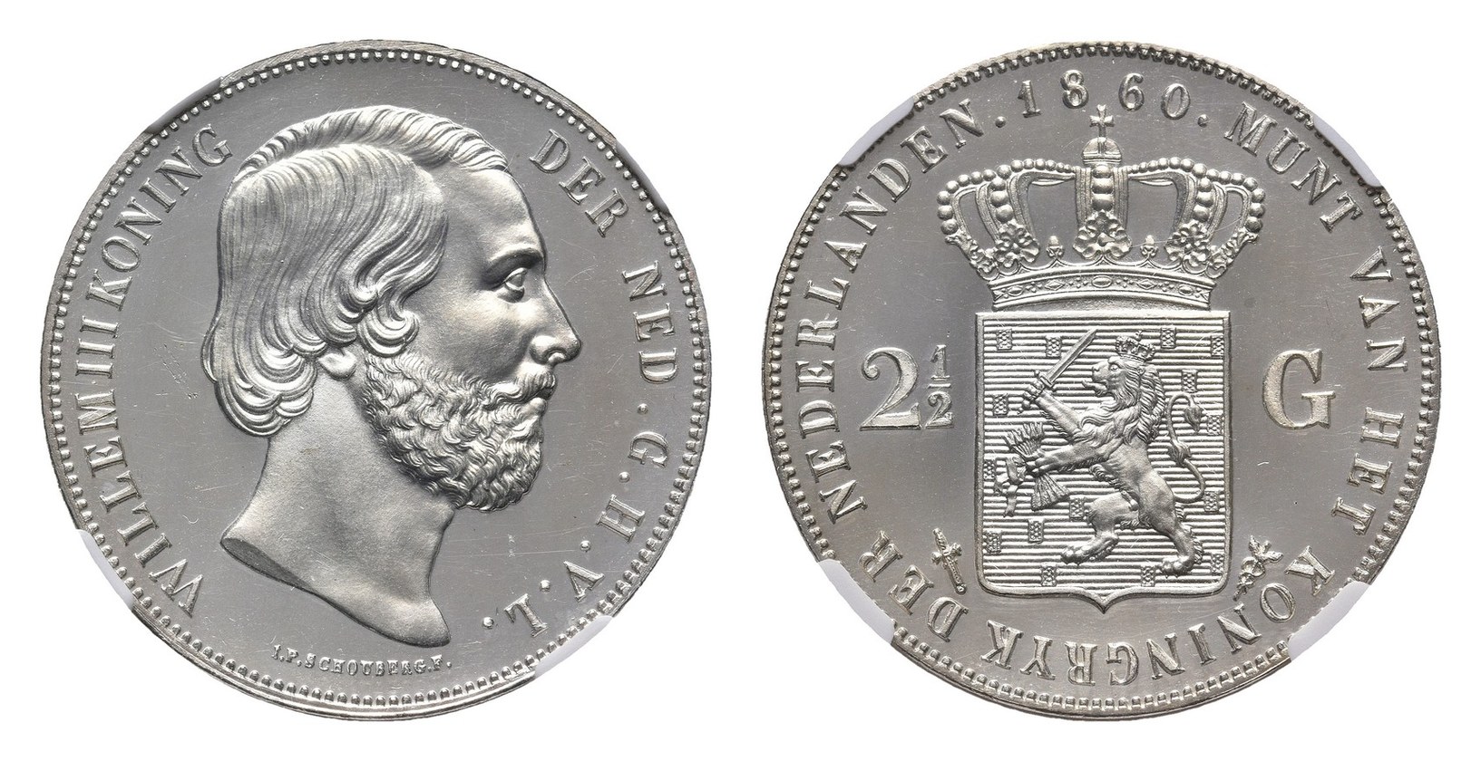 Rijksdaalder 1860 Willem III, voor- en keerzijde