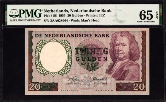 20 Gulden type 1955, kavel 171 uit Papiergeldveiling 3 van Schulman