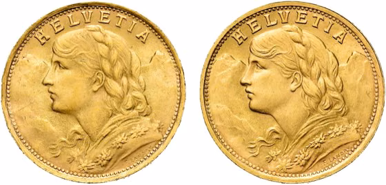 20 Francs (2) 1935, kavel 1583 uit E - Veiling 16 van Schulman