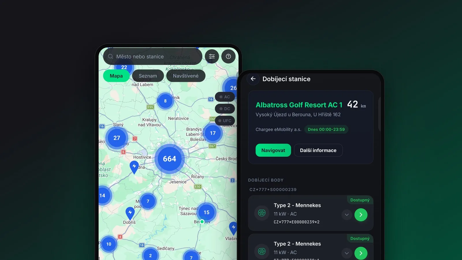 Jak najít volnou stanici v mapě