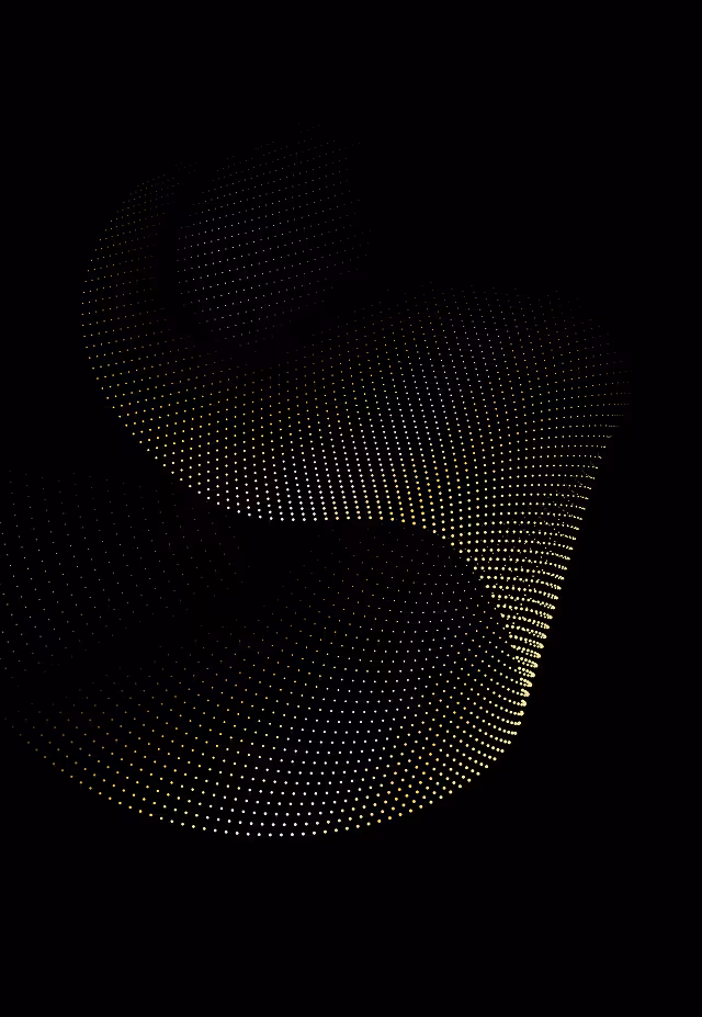 Abstract 3D wave of small glowing dots on a black background, reflecting AlisAlpha’s modern, data-driven approach.