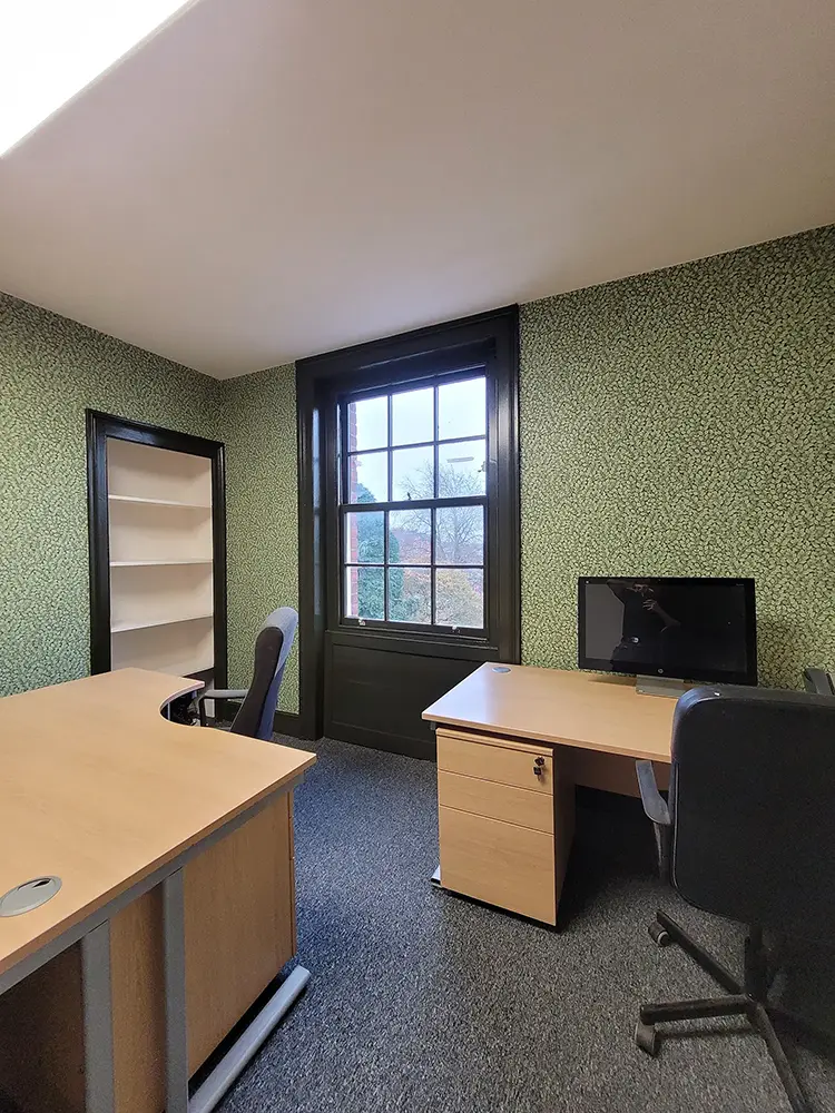 Corner view of the office work