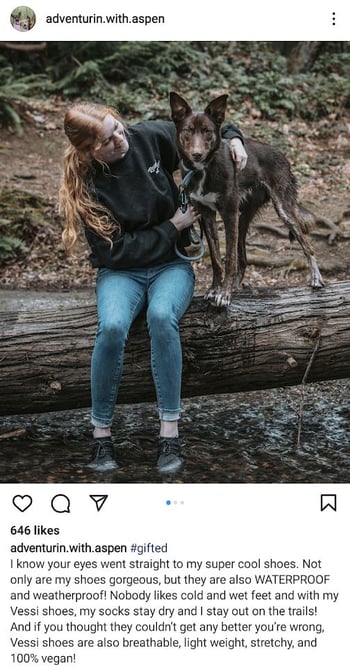 vessi branded hashtag on instagram