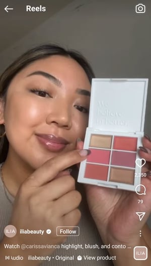 ilia beauty instagram reel example