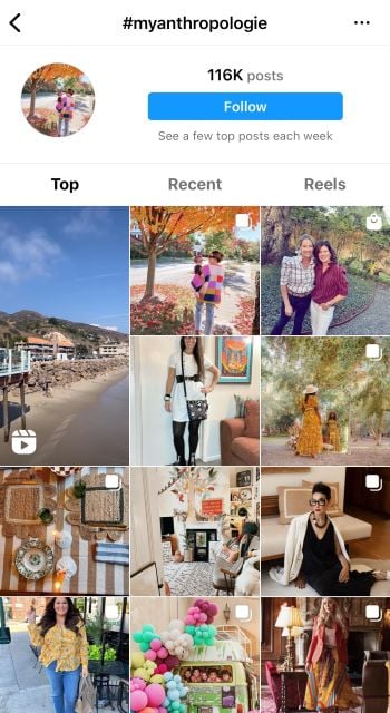 MyAnthropologie branded hashtag