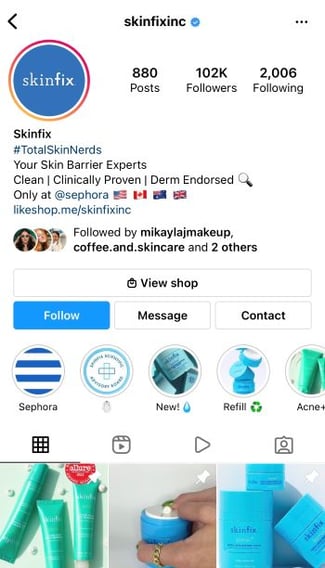 Skinfix hashtag example