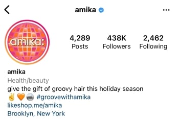 amika hashtag example