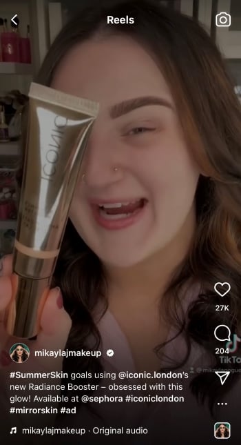 hashtag in Instagram Reel example