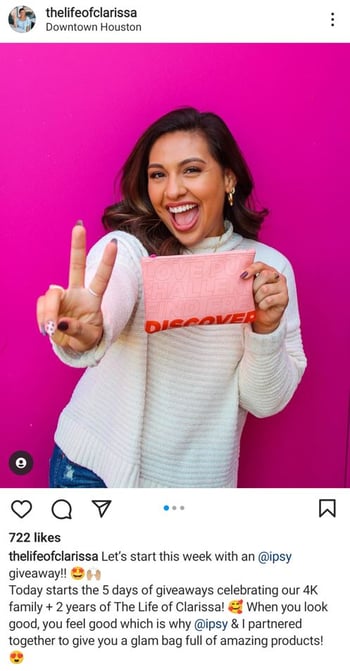 Ipsy Instagram Giveaway Example