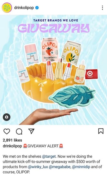 Olipop Instagram Giveaway Example
