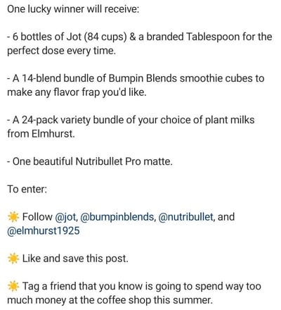 Jot Instagram Giveaway Prizes