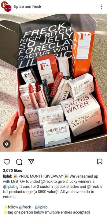 Liplab and Freck Instagram Giveaway Example