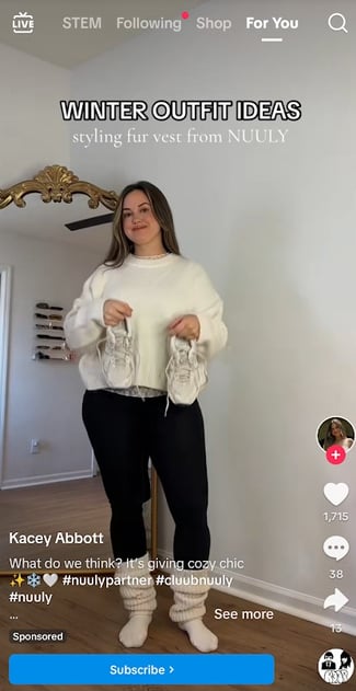 nuuly tiktok spark ad example