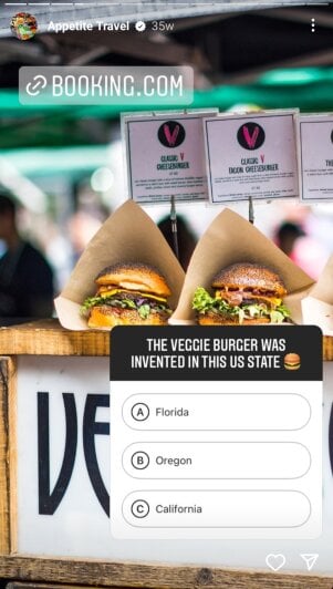 booking.com instagram story quiz