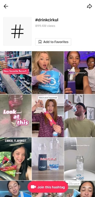 cirkul branded hashtag on TikTok