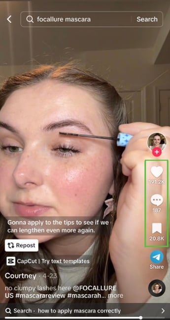example of high interactions on tiktok