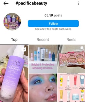 pacfica beauty hashtag example