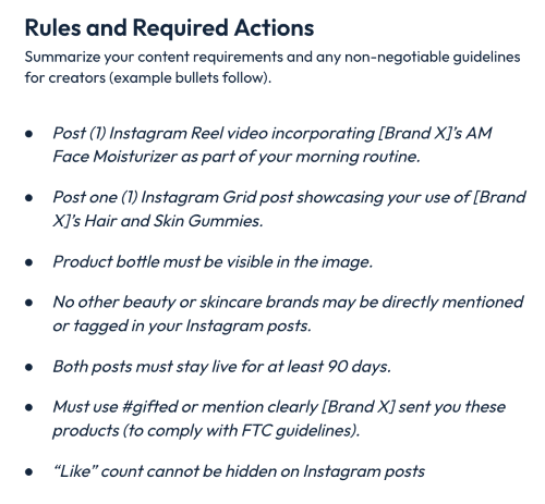 example of influencer creative brief