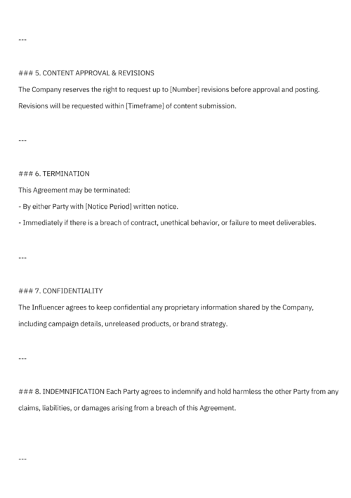 sample influencer agreement page 3