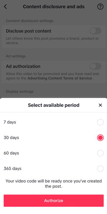 TikTok Spark Ad Authorization code setup 2