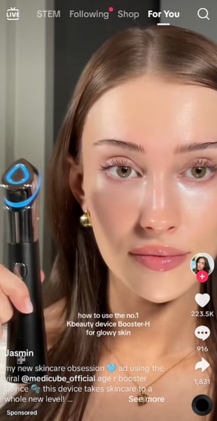 medicube tiktok spark ad example