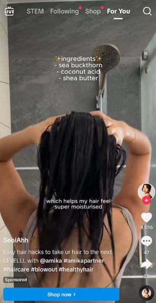 amika tiktok spark ad example