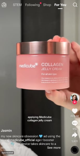 medicube tiktok spark ad example