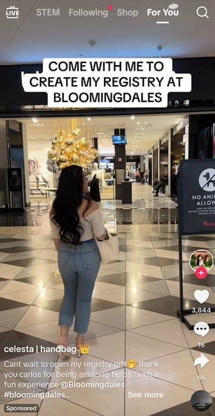 bloomingdales tiktok spark ad example