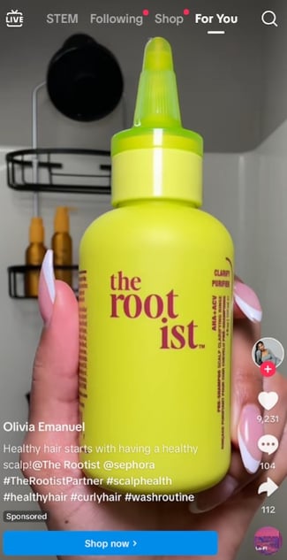 rootist tiktok spark ad example