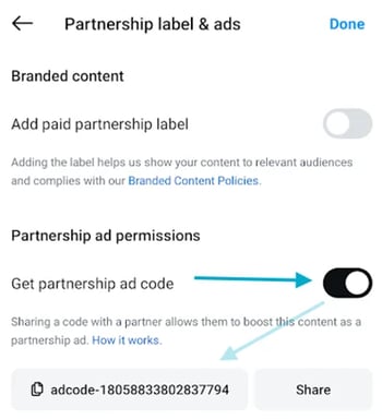 partnership labels and ads example