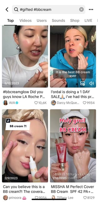 hashtags in TikTok example