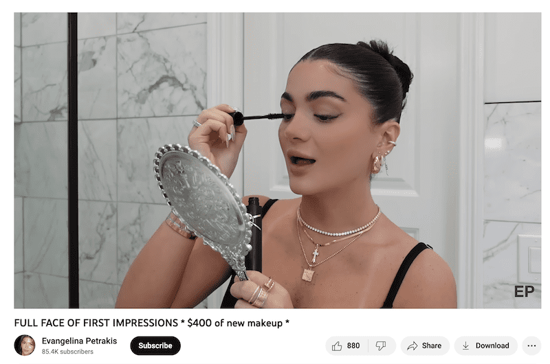 YouTube influencer content example