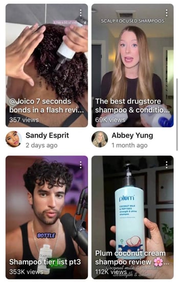 YouTube Shorts recommendations example