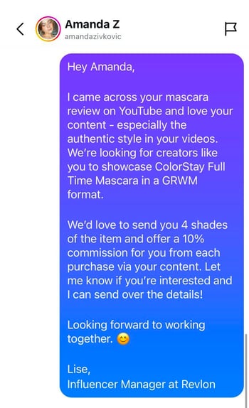 creator outreach example