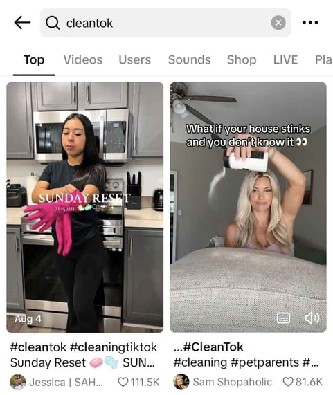 example of using tiktok search to find influencers