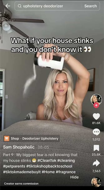 example of creator promoting product on tiktok shop