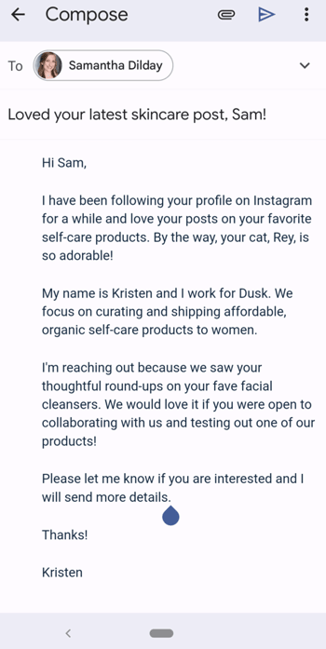 mobile outreach email example