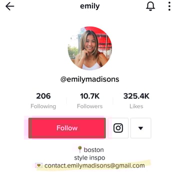 tiktok influencer bio example