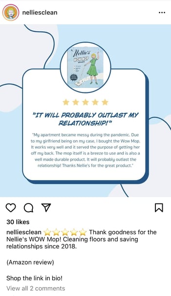 consumer review example on instagram