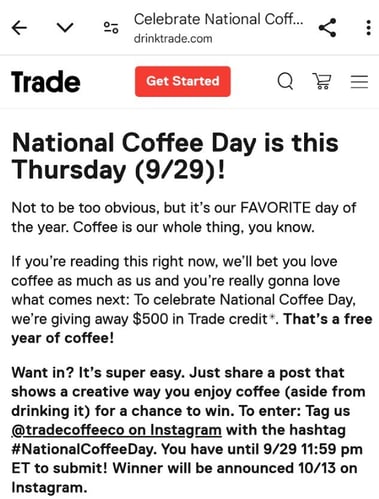 brand promoting hashtag for a giveaway