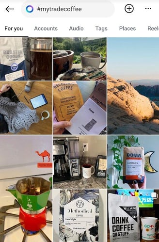 example of trade coffee's #mytradecoffee UGC hashtag